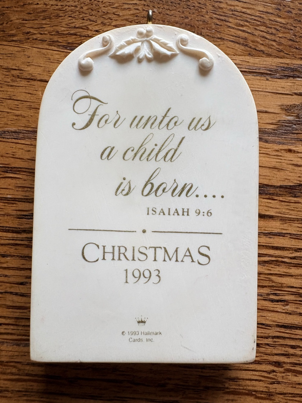 VTG Hallmark Keepsake 1993 Cream Relief Plaque Nativity “He is Born” Ornament - Picture 3 of 9